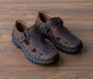 Sepatu Sandal Pria Casual Kulit Breaker Lace Up MLG06