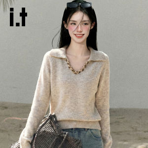 Polo Neck V-neck Loose Knitwear Slim Fitting Versatile