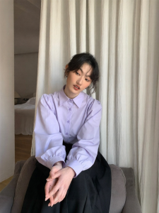 NIHAOKANONG | Áo Sơ Mi Nữ Có Cổ Voan Pháp Mùa Xuân/Thu