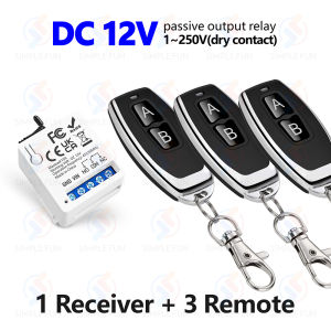 433MHz Công tắc điều khiển từ xa không dây DC 12V 1CH 10A RF Rơ Le thiết bị nhận 2CH transmitter cho đèn Led cửa nhà để xe khóa điện