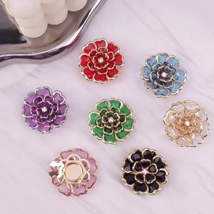 Rhinestone Flower Button Covers Fashion Shiny Decorative Buckles for DIY Craft Sewing Project Clothing Dress Decor