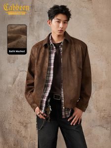 Cabbeen | Áo Khoác Da Phong Cách Retro Đã nhuộm màu