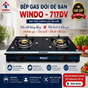 Bếp Gas Đôi Mặt Kính Cường Lực WINDO - 717ĐV -Màu ngẩu nhiên | Tiết kiệm gas