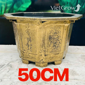 Chậu Nhựa Giả Đồng Bát Giác kích thước Miệng x Cao x Đáy: 50cm x 30cm x 33cm 32 Lít