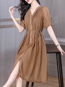 DAIXIANGFEIZI | Đầm Hè Nữ Chiffon A-line Dài Trung Bình Ôm Eo