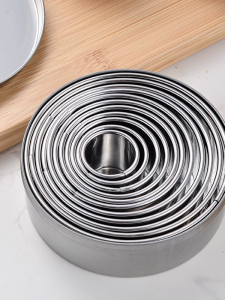 Stainless Steel round Cake Mold Baking Mousse Ring 4 Inch 6 Inch 8 Inch 10 Inch Tart Mold Cookie Tower Ring Kitchen Tools