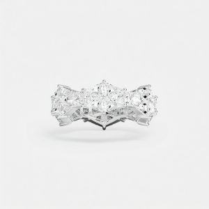 White Pave Geometric Ring