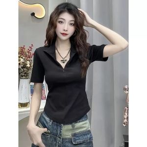 Slim Fit Short Sleeve T-Shirt Summer New Design Korean Style Creative Pattern Commute Style Womens Fashion Small Size Top