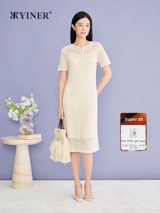 YINER | Elegant Commuter Hollow Texture Knitted Dress