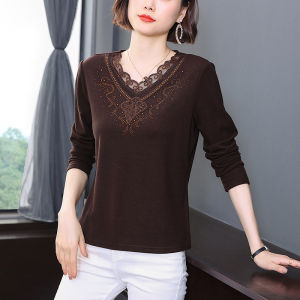 Fall and Winter Middle-Aged and Elderly Womens Dress Age Reduction New Arrival Inner Bottoming Shirt Tops Womens Autumn Clothing Middle-Aged Women T-shirt Small Shirt