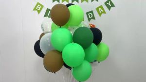 30pcs Green and Brown Latex Balloons Birthday Video Game Themes Jungle Adventures Camouflage Birthdays Military Party