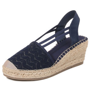 Spring Summer 2025 Womens Wedge Heel Sandals Grass Woven Platform Thick Bottom High Heel Casual Chunky Fisherman Shoes