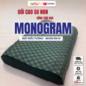 Gối Cao Su Non Công Thái Học Zenmay MONOGRAM 40x60cm – Êm Ái Giảm Đau Cổ Vai Gáy Thoáng Khí Họa Tiết Sang Trọng Cao Cấp