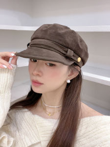 หมวกทรงแปดเหลี่ยมผ้ากำมะหยี่สไตล์เกาหลีฤดูใบไม้ร่วงและฤดูหนาวสำหรับผู้หญิง หมวกทรงปากเป็ดสไตล์เรโทร หมวกนักวาดภาพ หมวกนักข่าว หมวกทรงแบน แฟชั่น