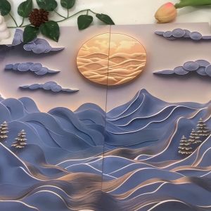 HIASAN DINDING 4 IN 1 SET  PEMANDANGAN 3D JEPANG WALDECOR  NUANSA ABSTRAK MINIMALIS PAINTING HIASAN