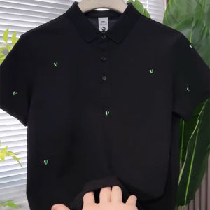 INS Summer Lapels Minimalist Embroider Youth All-Matching Breathable Polo Shirt Trendy Fashion Silm Half-Sleeve Top Men