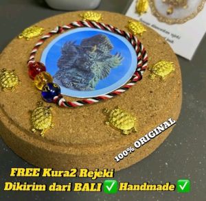 Gelang Tridatu Aura Rejeki Original BALI FREE Dengan Hiasan Kura-kura Hitam Putih Bracelet