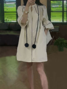 Shalldoer | French Luxurious V-neck Dress Womens Loose Fit Summer New Style Elegance Lazy Short Skirt A-line Silhouette Midi Length