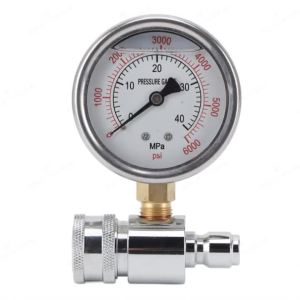 3/8in Quick Connect 6000psi High Pressure Gauge 60mm Dial Industrial Pressure Meter for Pressure Washer Parts and Accessories