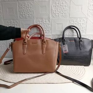 MANGO TOUCH Crocodile Embossed Top Handle Satchel Bag (Red Black Taupe)