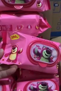 Bịch Khăn ướt gấu dâu 250 gram siêu to vải dày