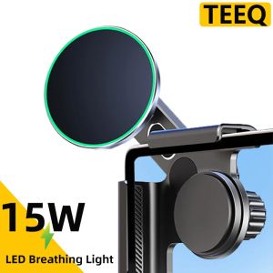 TEEQ For Tesla Model Y Junipe 2025 Model 3 HIGHLAND 2024 Cybertruck BYD Car Phone Mount Holder 15W Magnetic Wireless Charger