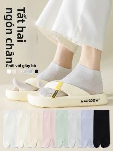 JINGCHI | Tất cotton mỏng mùa hè chống mùi cho nữ Tất ngắn chia đôi ngón chân Tất đế bằng hai ngón chân Tất chia đôi ngón chân