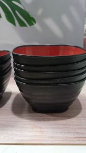 12 PCS Mangkuk Ramen Kotak M Peralatan Ukuran 14cm Mangkok Plastik Segi Semi Melamin Tebal Lusinan