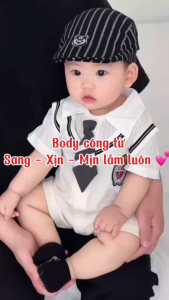 Body công tử cho bé trai dễ thương Bodysuit cho bé chất thun tăm mềm mát Body cho bé trai mẫu Quần áo sơ sinh 0-12M
