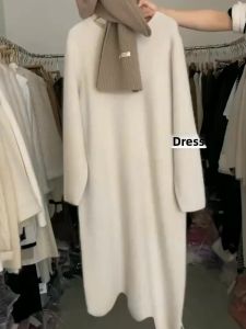 PAIBOLI | New Long Elegant Autumn Winter White Dress