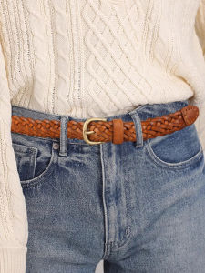 Handwoven Genuine Leather Belt for Women 2023 New Style Retro Brown Denim Casual Fashionable Womens Skirt Jeans Accessory