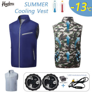 Fan Vest Summer Wearable Refrigeration Fan Air-conditioned Vest Outdoor Cooling Vest for High Temperature Work Fishing Hiking Ve