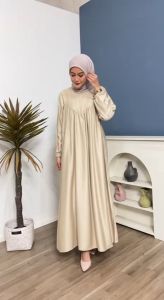 GAMIS INDANA POLOS rayon twill premium muslim wanita panjang LD 120cm Dewasa Remaja Dress Kantong