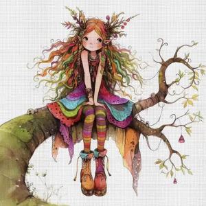 Tree Elf Cross Stitch Kit DIY 11CT Embroidery Home Wall Decor Gift Handmade Material Frameless Semi-Finished 36×36cm