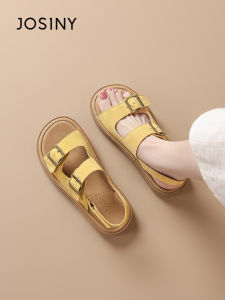 Josiny | Soft Sole Flat Yellow Leather Sandals