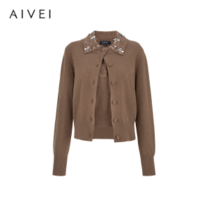 AIVEI | Commute-friendly Japanese Style Beaded Knit Tank Top & Cardigan Set