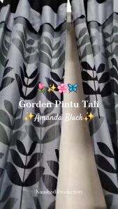 Tirai Gorden 6 Tali 3 Gelombang Berponi Motif Bunga Amanda Black Free Tali Pinggir