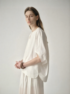 INSIS FEMME | Silk Cotton Simple Artistic Loose Cocoon Short Sleeve Top
