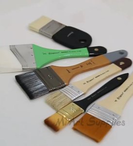 【Mi Art Supplies】Giorgione 3pcs Gesso Flat Tip Nylon Brushes Set Oil Painting Acrylic Water Powder Wall Painting Brush