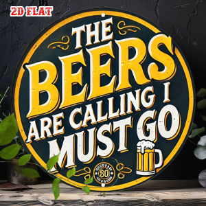 2D Flat 1pc Fun Sayings 7.87X7.87 Round Aluminum Sign Bar Sign Round Aluminum Sign Beer Lover Metal Sign - Drink Time