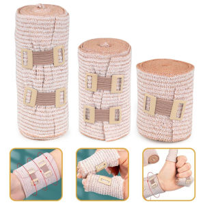 2 Roll Elastic Bandage WrapStretch Compression Bandage Stretches up to 450cm Ideal for Medical Sports Sprains Calf Ankle &