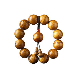 HUAKAIYUNDUO | Mens Natural Phoebe Wood Dragon Bile Pattern Prayer Beads with Water Ripple Design