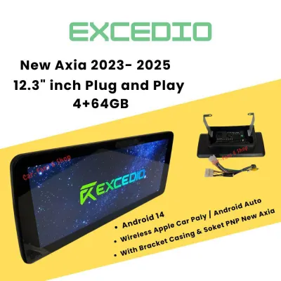 EXcedio 12”3inch 4+64GB Android Player Axia 2023-2025 Model With Casing & Socket Plug and Play