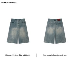 JNXS | Quần Jeans Đính Hột Kim Cương Mài Sờn Dáng Thẳng Dưới Gối
