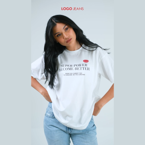 Logo Jeans Kaos Wanita Oversize Xyla Offwhite 12872L4OW