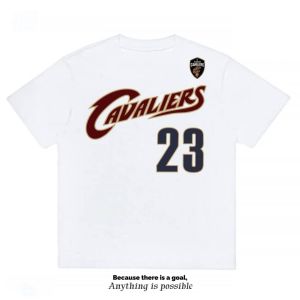 Cleveland No. 23 James 2003 Nostalgic Basketball Jersey Short Sleeve Cotton T-Shirt American Hip Hop Loose Sports Casual T-Shirt
