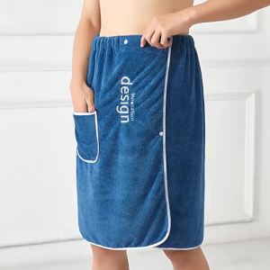 1Pc Mens Wearable Bath Towel Bath Skirt Absorbent Shower Skirt Bath Towel Bathroom Supplies Mens Spa Sauna Towel