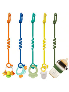 1PK Silicone Toy Strap. Long Adjustable Leash for Bottles & Pacifiers. Durable Snap-Proof & Fits Strollers or Car Seats.