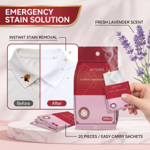 简素净 | Clothes Stain Remover Wipes Instant Deep Cleaning Color Safe Fabric Care Portable Travel Oil Grease Dirt Spot Cleaner Sheets