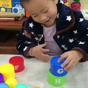 Rainbow Stacking Cups Montessori Early Educational Toy Number Letter Color Sorting Nesting Cup for Kids Toddler Bath Puzzle Game